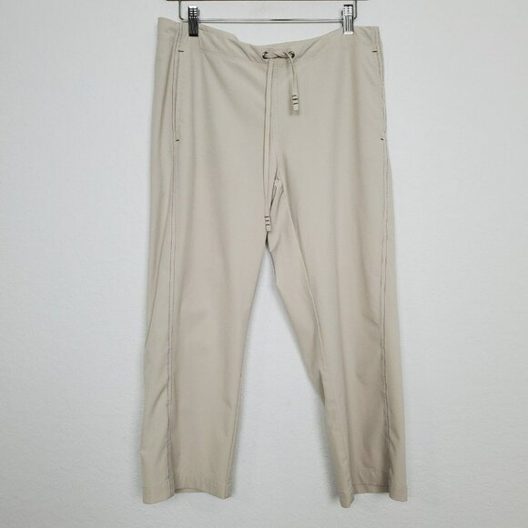 Title Nine Womens Cropped Pants Size 8 Tan Straight Leg Golf Tennis Preppy - Picture 1 of 12